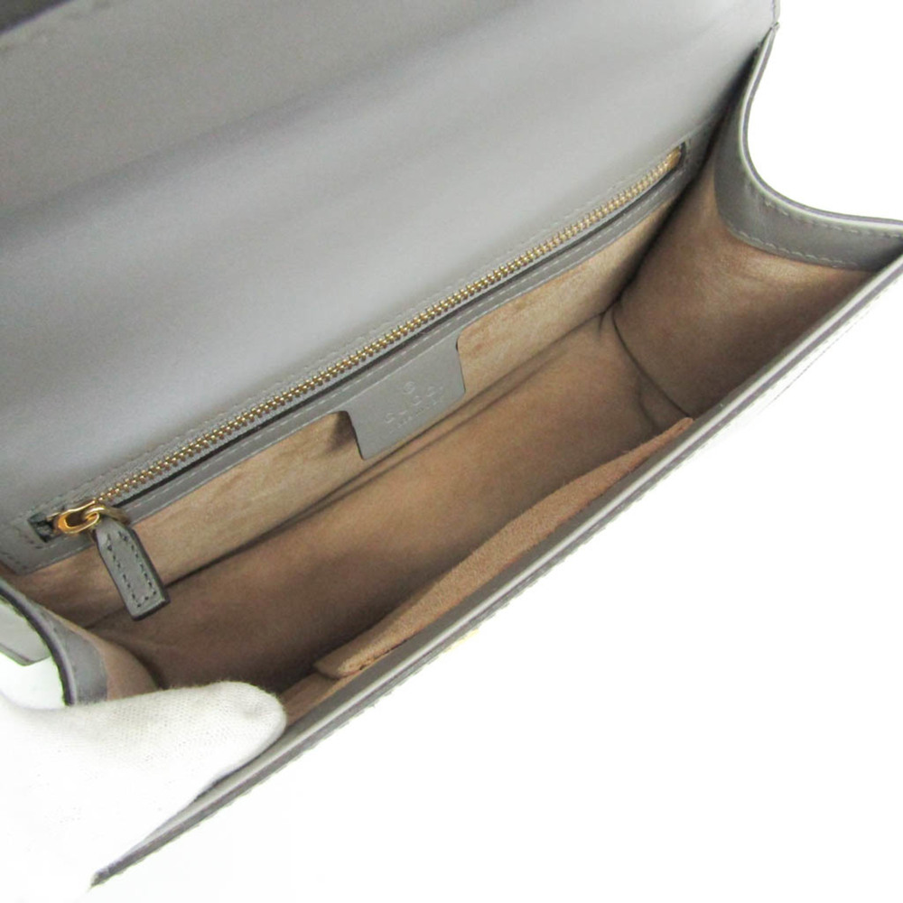 GUCCI Authentic Gray Leather Sylvie Shoulder Bag - Picture 4 of 16